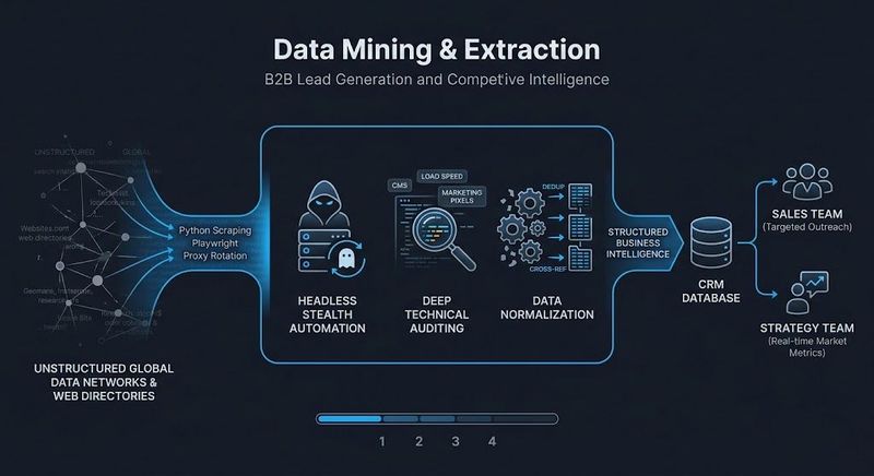 Automated Python Data Mining and Extraction Pipeline Architecture